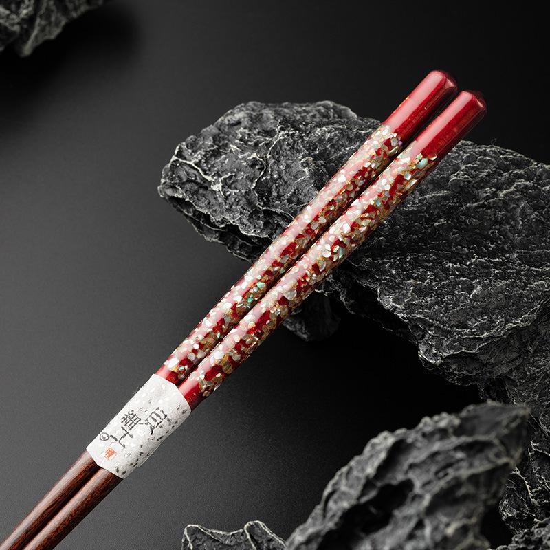 Handmade Chopsticks High Appearance Level Creative Home Tableware Fritillaria Solid Wood Tip High-grade Serving Chopsticks Gifts