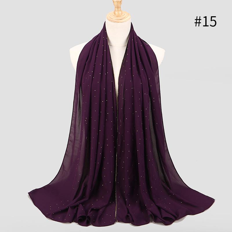 Lain Pearl Bubble Шифон Алмазный Стразы Шаль Шарф Высококачественный Мерцающий Бисер Повязка На Голову Обруч Фуляр Мусульманский Хиджаб Sjaal