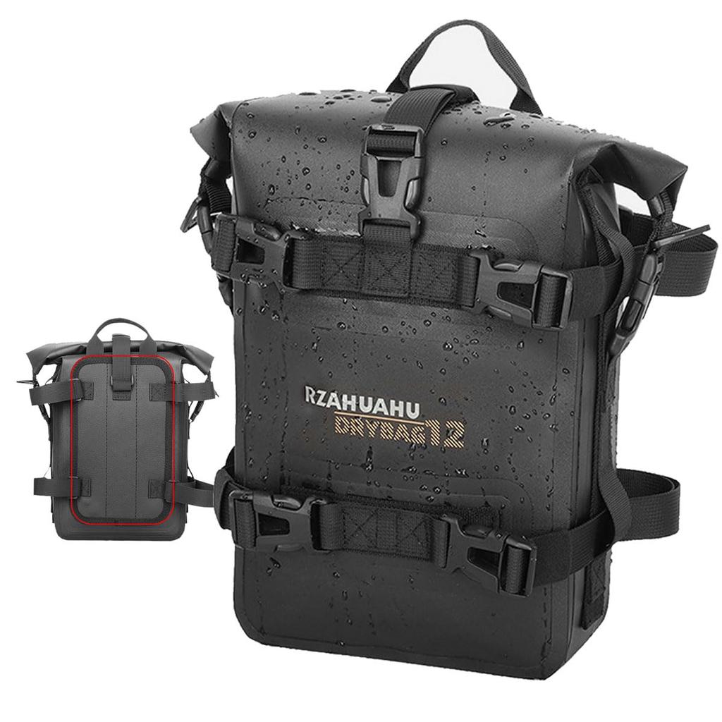 Set of 2 Motorcycle Frame Crash Bar 4L Waterproof Motorbike Saddle Pannier Bumper Repair Tool Placement Bags with Multiple Mounting for and School