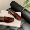 Мода 2025 Новые осенние лоферы из натуральной кожи с квадратным носком и массивным каблуком, зимние женские туфли-лодочки, женская обувь Zaptos De Mujer, коричневая обувь