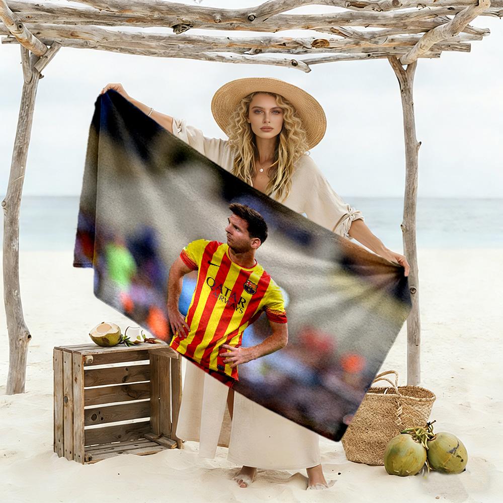 Messi Celebrates Victory Beach Towel Super Soft Microfiber Quickdry Fabric Comfortable Lightweight