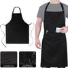 Solid Color Household Waterproof Apron Multi-functional Unisex Work Clothes Pocket Apron  Waiter