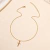 Women Necklace Rhinestone Cross Pendant Hollow Chain Lady Clavicle Necklace Daily