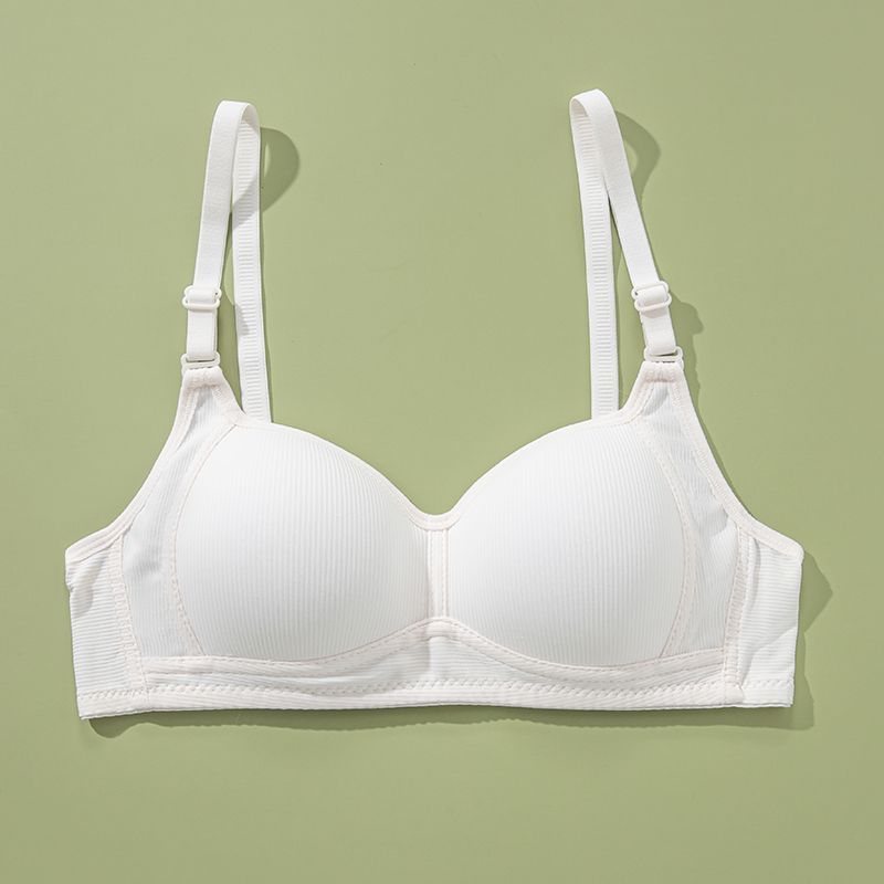 Girls' underwear college students gather small breasts without steel rings, female development period cotton spring and summer seamless thin bras