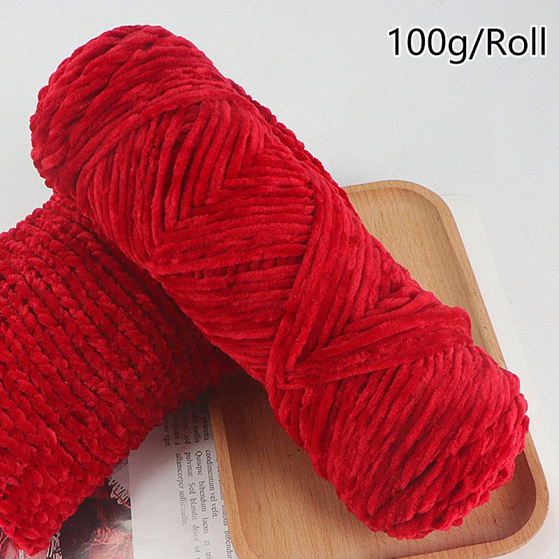 100g/roll DIY Velvet Yarn Polyester Chenille Yarn Crochet Yarn Baby Plush Yarn For Knitted Sweater