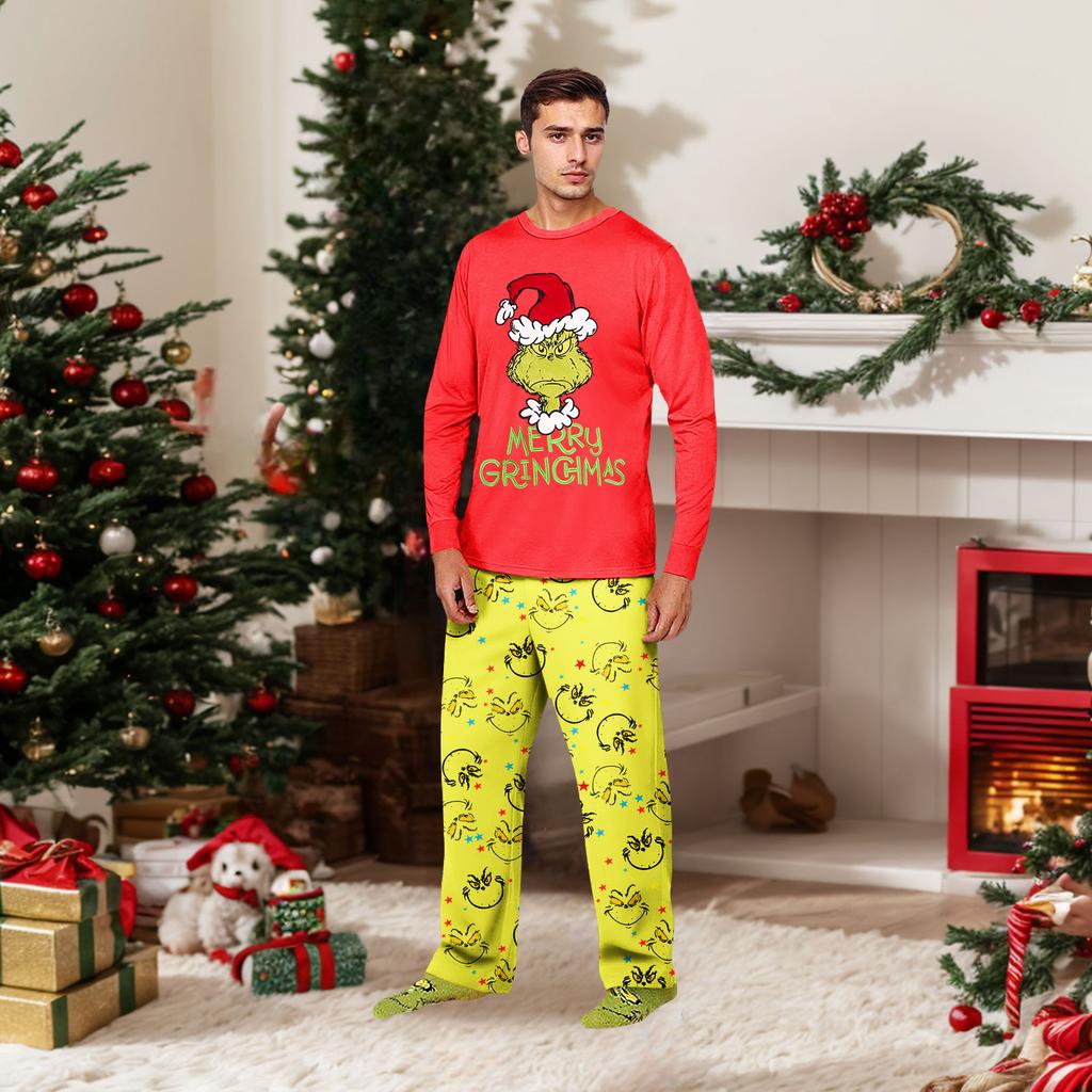 Рождественский принт милый семейный комплект пижамы, домашняя одежда, семейный комплект топ с длинным рукавом и штаны комплект
