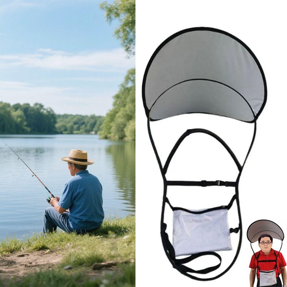 Large Fishing Umbrella Hat Foldable Sun Shade Caps Fishing Cap Backpack Sunshade Board  Hiking