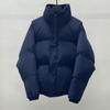 High Street Stand Collar Cotton Puffer Jacket Couples Loose Fit Winter Warm Thick Coat Solid Color Casual Outerwear