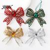 Gold Edged Bow Ornaments Acrylic Faux Crystal Christmas Ornament, Sparkly Hollow Decorative Bows for Garlands Knot Hanging Decoration Home New