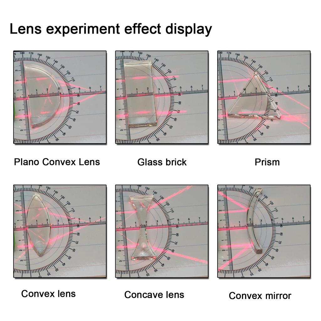 Набор оптических призматических линз, 6 шт., акриловые вогнуто-выпуклые линзы, физический оптический комплект для эксперимента в начальной и средней школе G112