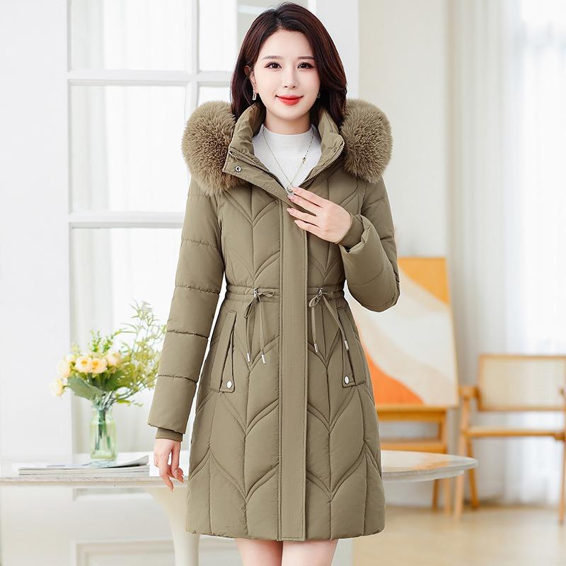 Женская одежда на пуху и хлопке, модели средней и большой длины, новая модная приталенная хлопковая куртка, теплая и утолщенная хлопковая куртка.