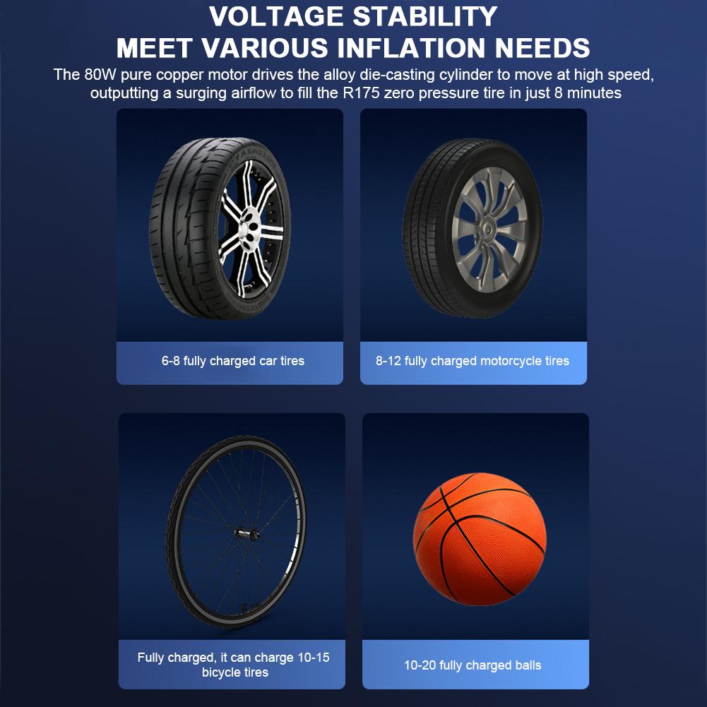 Электрический воздушный компрессор перезаряжаемый высокоточный автомобильный насос для накачивания шин ЖК-дисплей портативный воздушный насос для автомобиля мотоцикла велосипеда мяч