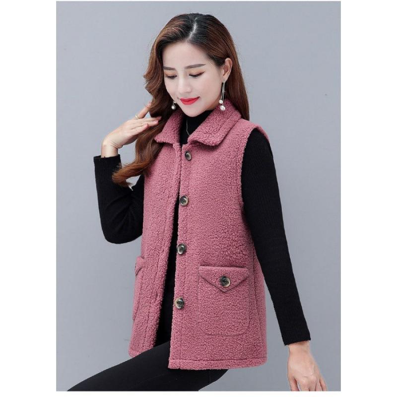 МОДА 2024 Новый осенне-зимний жилет из искусственной овчины, универсальный жилет для пожилых мам среднего возраста, жилет, одежда без рукавов