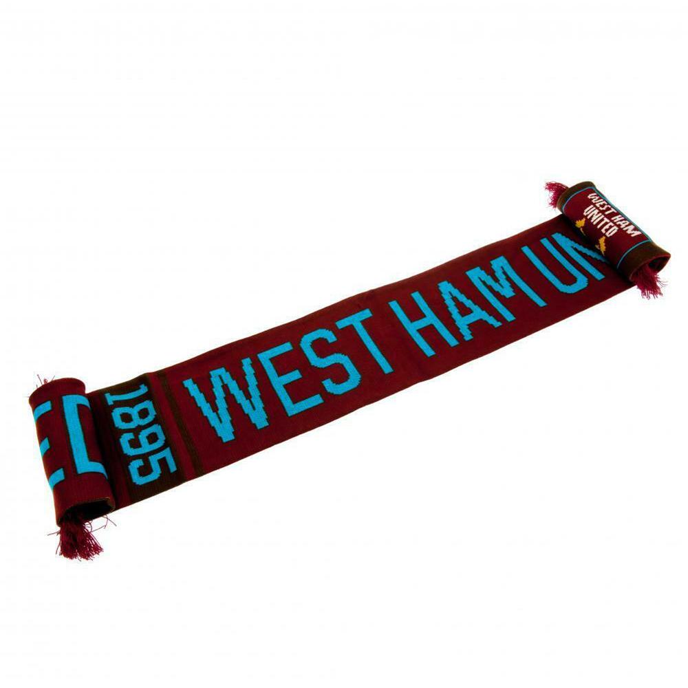 West Ham FC Official Football Jacquard Nero Design Scarf