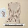 Women's Heavyweight Mulberry Silk Long Sleeve Top - Warm 160g, Small Round Neck, Perfect for Autumn/Winter