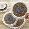 Placemat Round Thickened Heat-Resistant Table Protection Soft Straw Braided Bohemian Washable Dishes Hot Pot Pans Coffee Cup Cooking Baking
