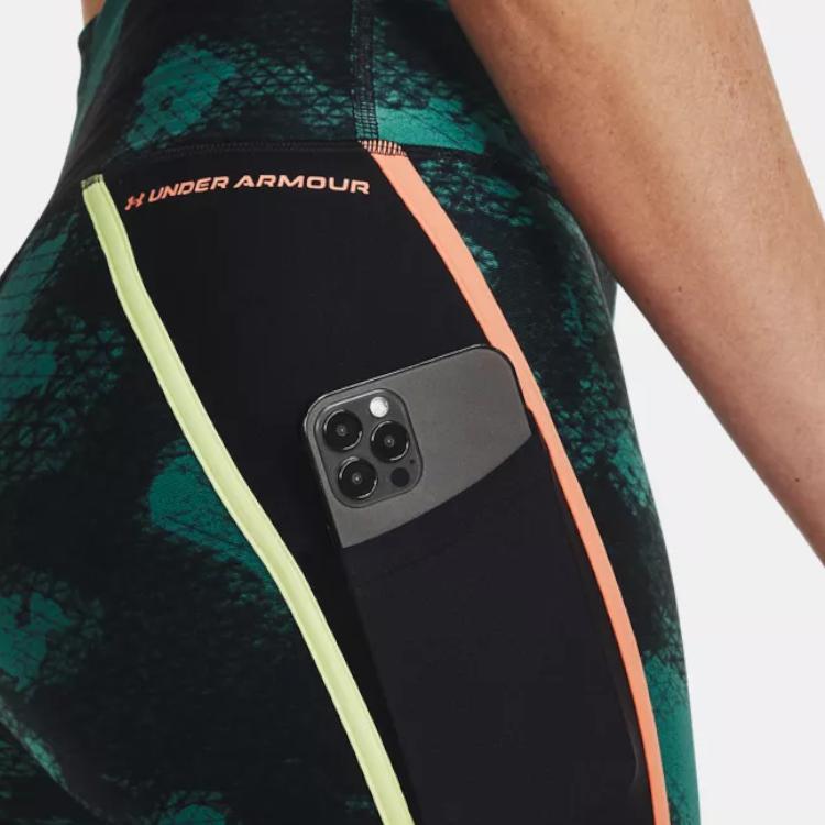 Under Armour Project Rock Printed Compression Capri Брюки женские низы бирюзовый 1377954-722