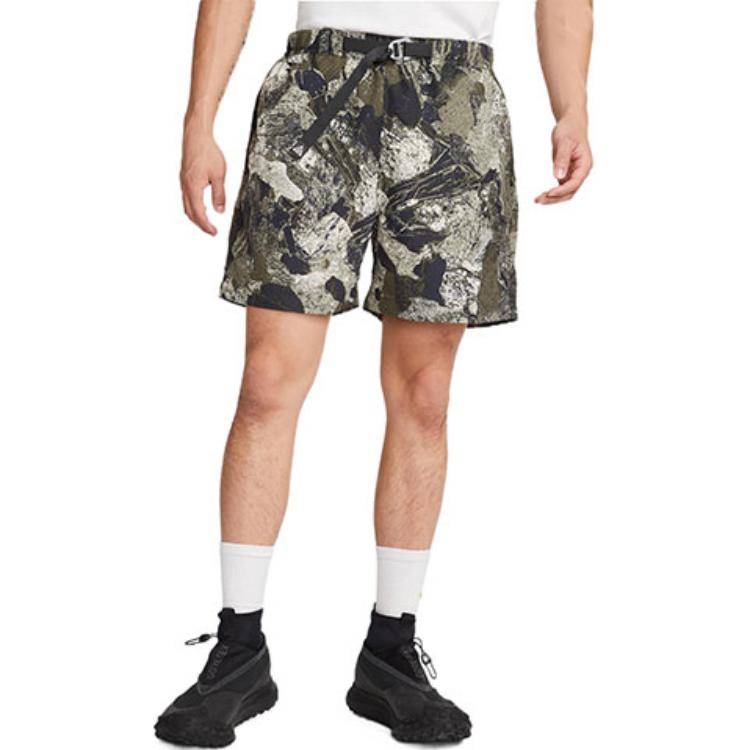 Nike ACG Patterned Lace-Up Casual Shorts Men Bottoms Khaki Green DN3950-325