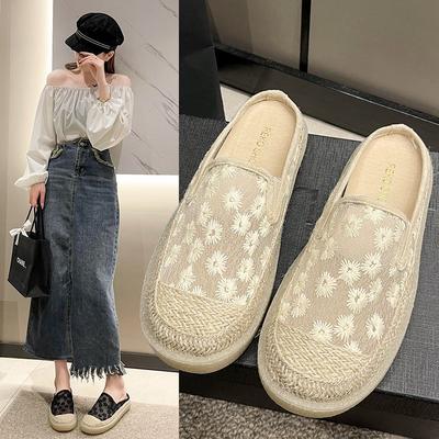 Baotou Half Drag Женская одежда Летние новые модные сетчатые дышащие полуподдерживающие тапочки с толстой подошвой для рыбалки