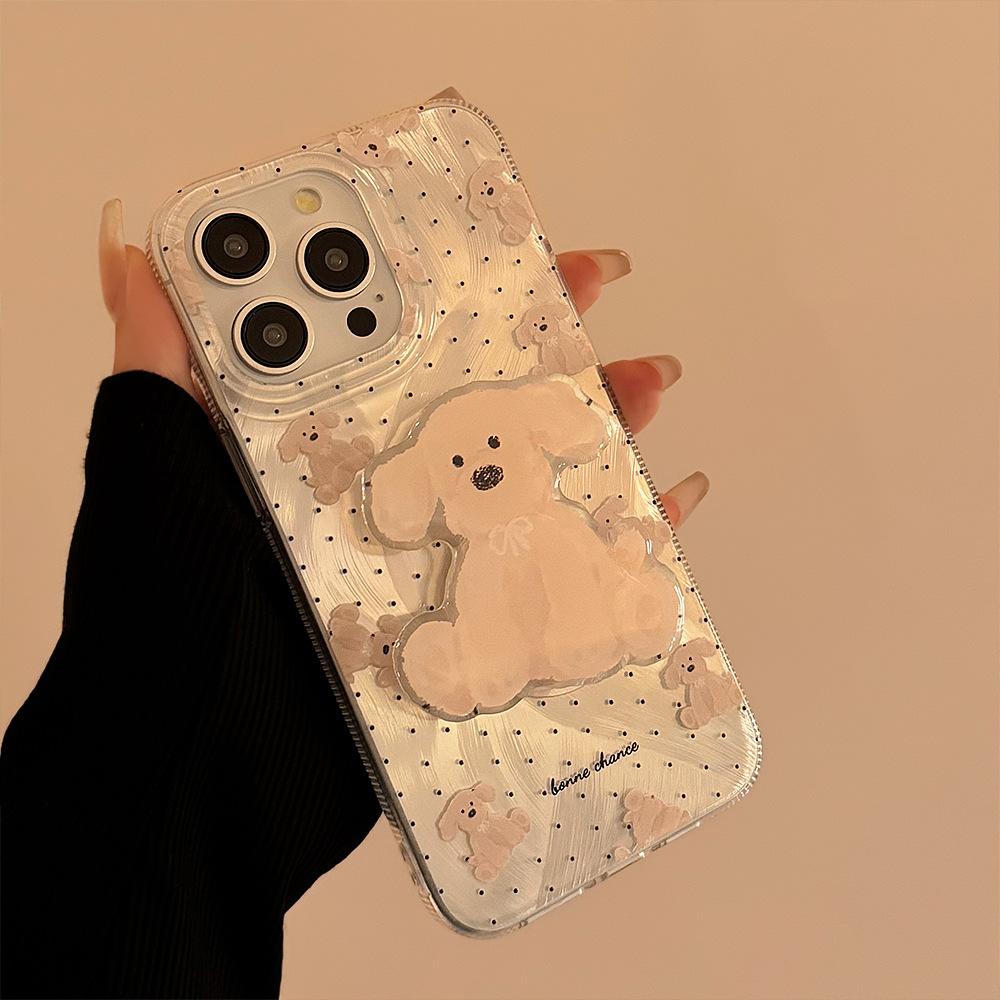 Niche Ins Doll Dog Holder Mobile Phone Case Apple 15 Promax for IPhone 13 16 Feather Ya 14 Cute
