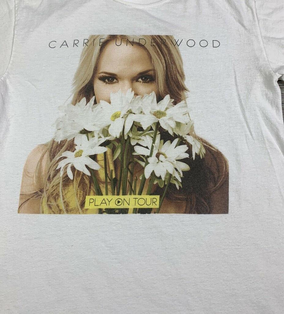 Vintage Carrie Underwood 2010 Play On Tour Cotton White S-4XL Shirt CM144