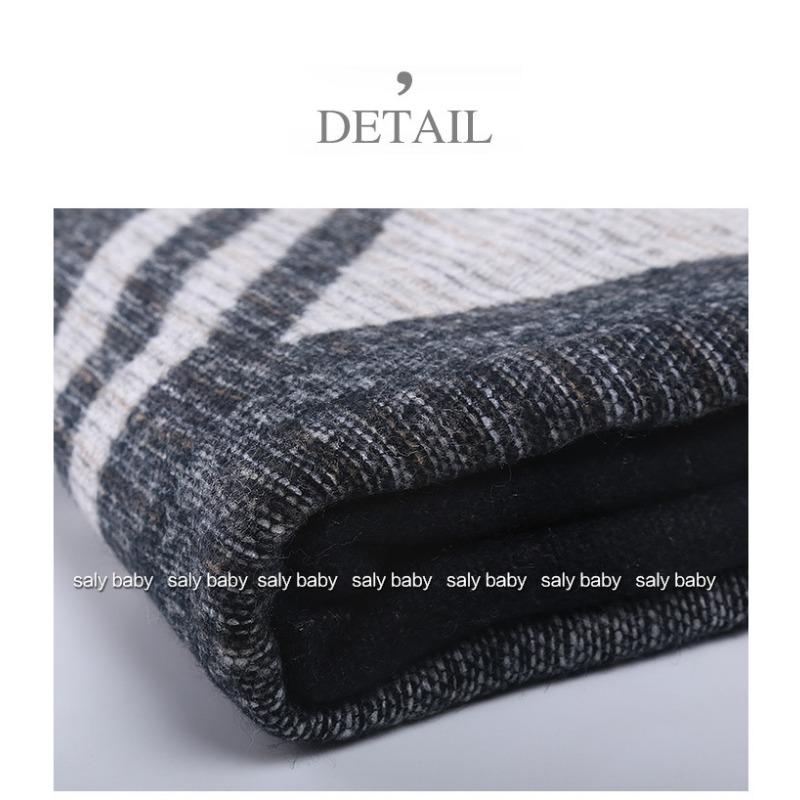 Autumn and Winter Ethnic Style Thickened Warm Geometric Pattern Double-sided Robot Scarf, Dual-purpose Shawl