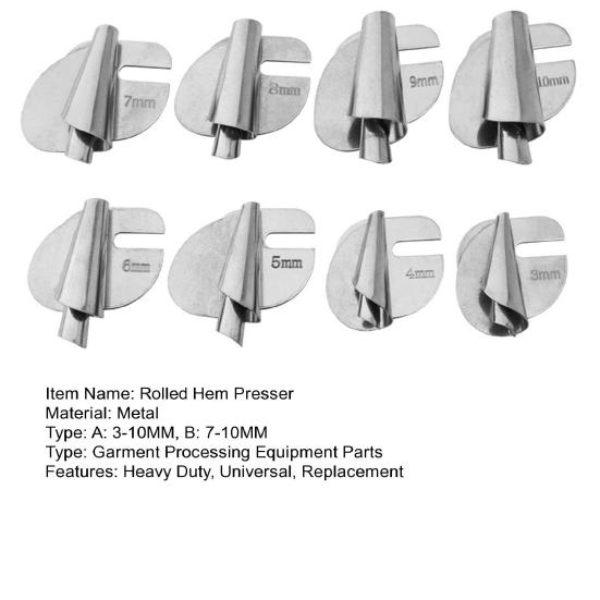 4/8Pcs Rolled Hemmer Presser Foot 3-10MM Heavy Duty Steel Industrial Household Sewing