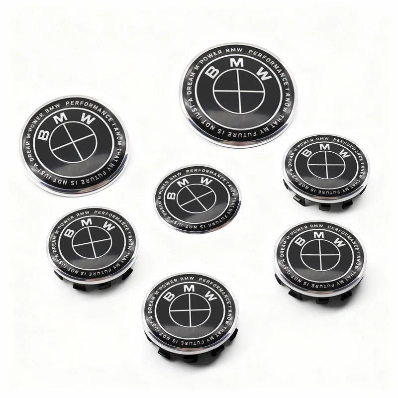 7Pcs For BMW M E30 F06 X5G05 G80 X3F25 E61 F16 G15 X5F25 F10 E71 Steering Wheel Sticker, Wheel Center Caps, Front & Rear Emblems