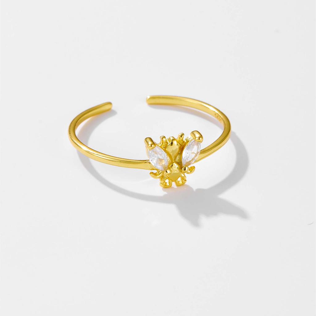 ANDYWEN Стерлингового Серебра 925 Пчелы Регулируемое Кольцо Женские Ювелирные Изделия Животных Легкие Ювелирные Изделия Для Свадьбы Ювелирные Изделия