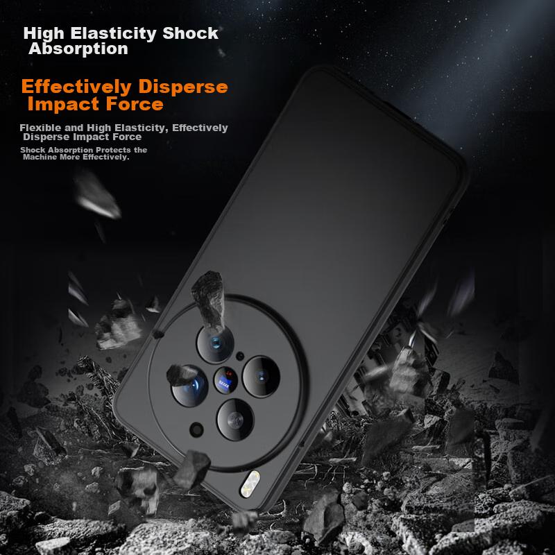 BIAZE Vivo X200 Pro Phone Case, X200Pro Full Protection Shockproof Ultra-Thin Heat Dissipation Flocked Lining Frosted Liquid Soft JK736 Black