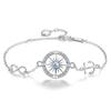 S925 Серебряный браслет с компасом и якорем для женщин в Европе и Америке, простые круглые женские браслеты