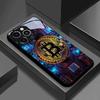 Закаленное стекло с узором Bitcoin для телефона, подходит для iPhone 17 16 15 14 13 12 11 Pro/Max/Plus, противоударная задняя крышка