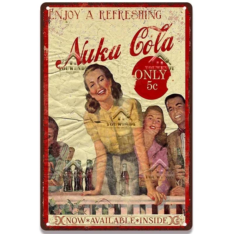 Металлическая табличка с постерами напитка Nuka Cola - Идеальный декор для стены паба, игровых зон, ретро-игровой тематики, металлическое искусство