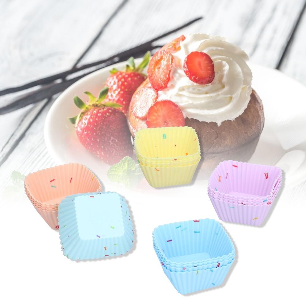 20pcs Silicone Material Non-Stick Baking Molds Non Stick Reusable Baking Cups Cupcake Making