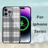Чехол для телефона с принтом в черно-белую клетку Для IPhone 16 15 14 13 Pro Max 11 12 Mini Alex Mirror Для Magsafe Беспроводная зарядка Чехол