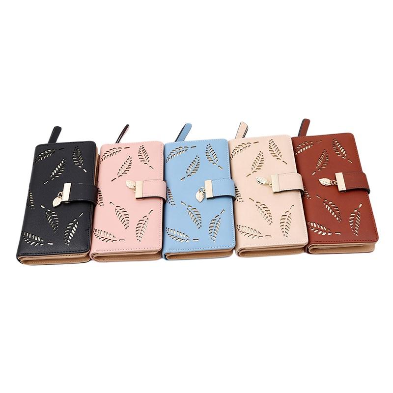 Женский кошелек с листовыми орехами и длинной застежкой-молнией с пряжкой для отдыха, ручная сумка с денежной картой