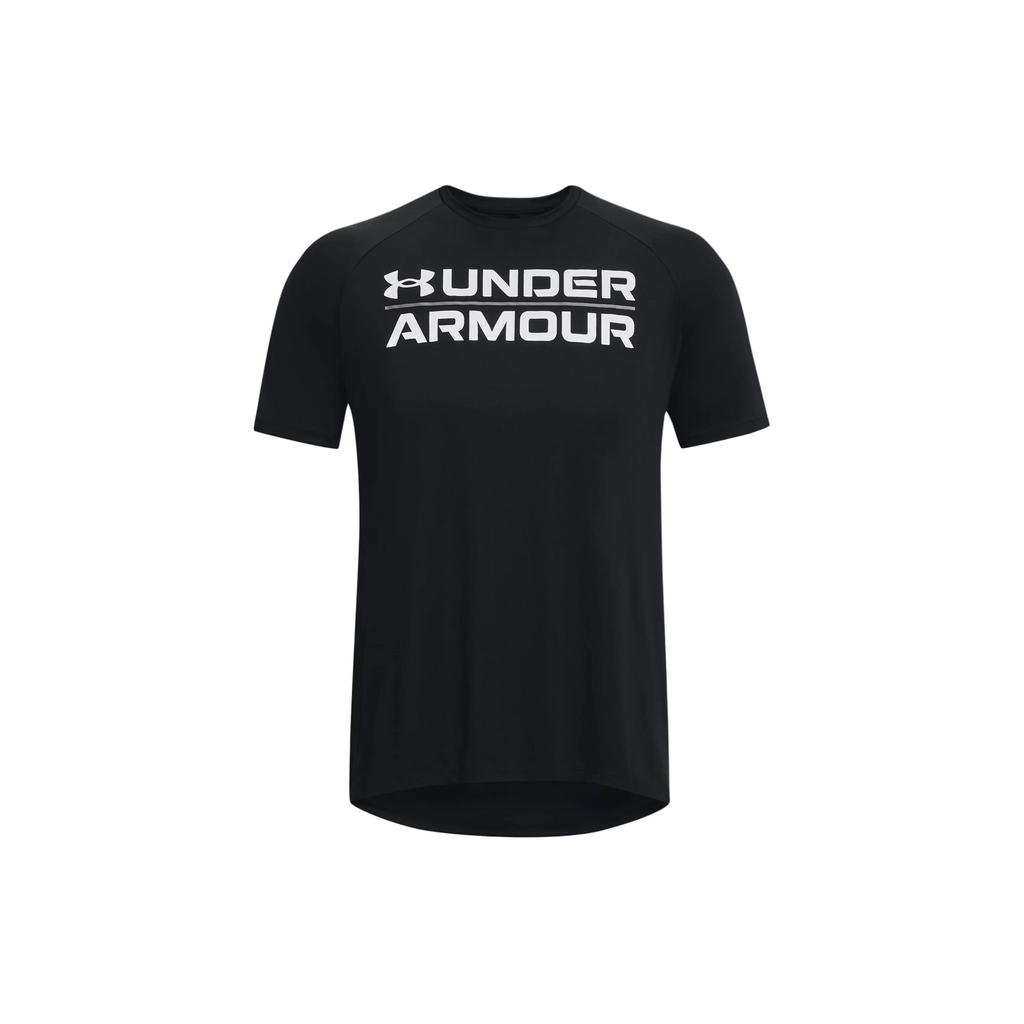 Under Armour Letter Logo Print Quick-Dry Crew Neck Short Sleeve T-Shirt Men Tops Black 1377142-001