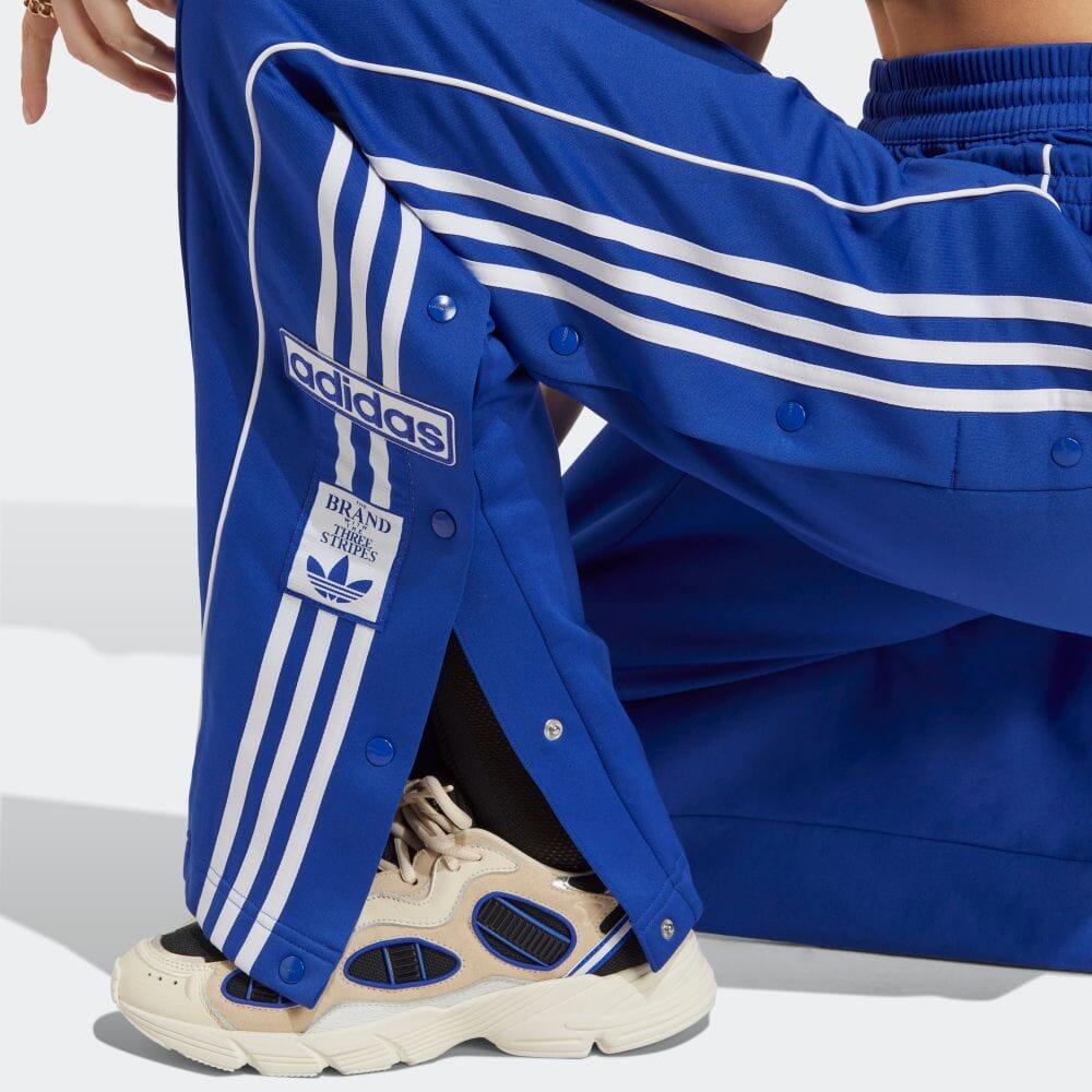 adidas Оригинальные повседневные прямые брюки в полоску с трилистником и эластичной резинкой на талии, женские брюки синего цвета IC5586