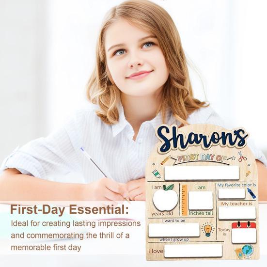 Табличка «Первый день в школе» Деревянная табличка с вехой образования Сувенирная доска для рисования маркером Подарки детям на «Снова в школу»