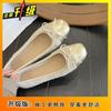 French Xiaoxiangfeng flat-bottomed bow flat-bottomed Mary Jane single shoes women's 2025 spring shallow mouth soft-soled beanie shoes