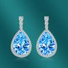 Sace Gems Copper Temperament Zircon Drop Shaped Earrings Navy Blue Inlaid Zircon Color Treasure Earrings for Women