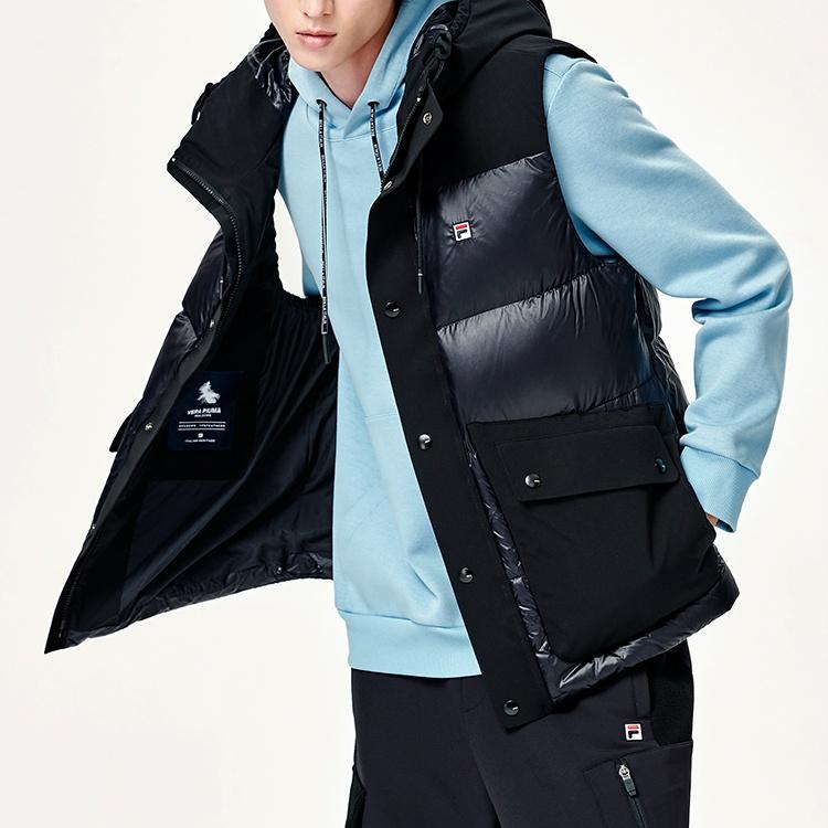 FILA Down Vests Men's Jet Black Hooded Non Detachable Moderate Other F11M148906F-BK