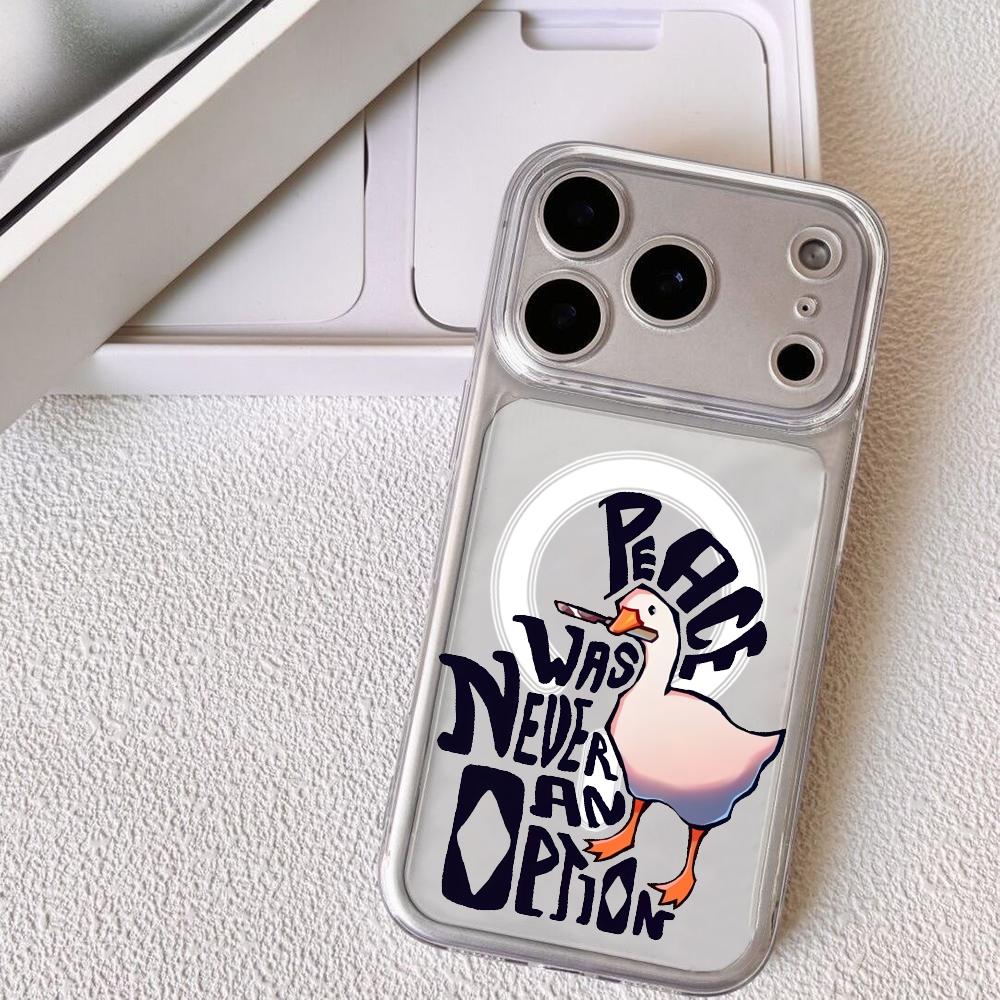 Funny Goose Phone Case For iPhone 17 16 15 14 13 12 Pro Max Plus With Magnetic Crystal Clear Case Wireless Charge