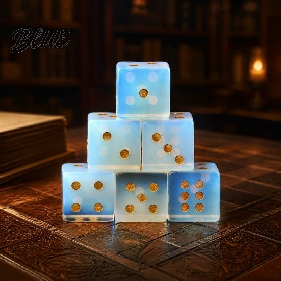 Игровые принадлежности для настольных игр Кубики из натурального камня с золотыми точками Мини-кристаллы для исцеления Игровые полиэдрические кубики Резные 6-гранные для настольных игр