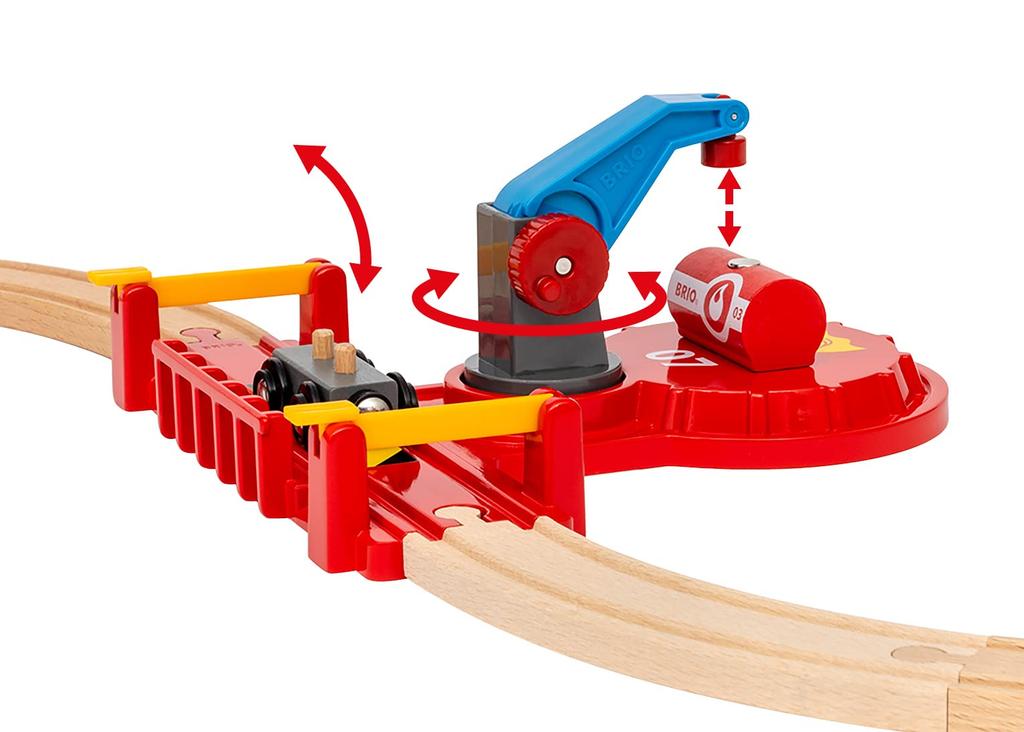 BRIO WORLD Набор «Спасательная команда» 36025 [44 детали] для детей от 3 лет (Игрушечный электрический поезд с деревянными рельсами) Красный, зеленый, синий и желтый