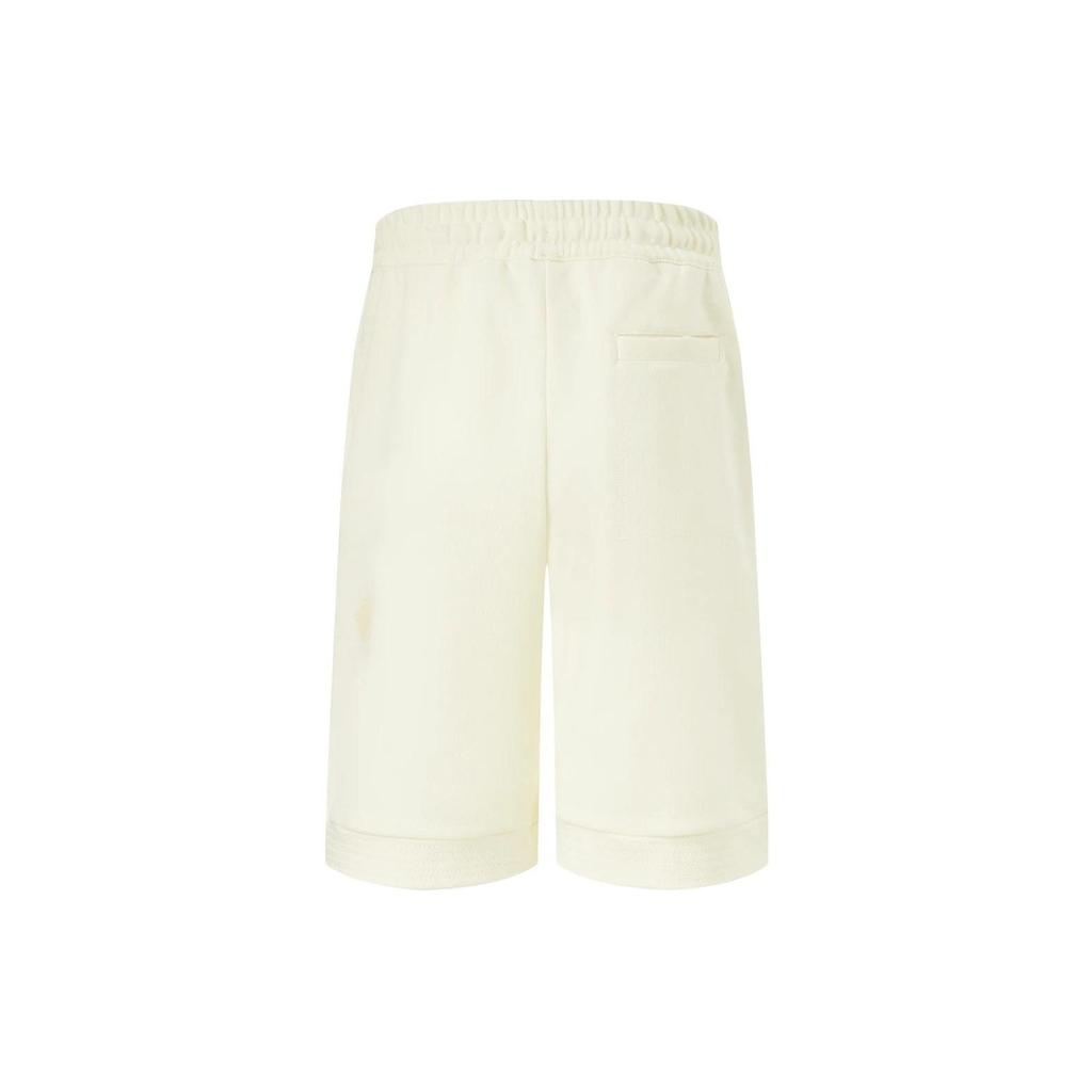 Li Ning X Jackie Chan Collaboration Kung Fu Series Solid Color Logo Mid Belt Straight Loose Shorts Men shorts Paper-White AKST663-1