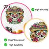 Latin American Party Decor Flower Skull Wall Sticker, Day of The Dead Decorative Waterproof Outdoor Glass Decorations Decals, PVC Removable