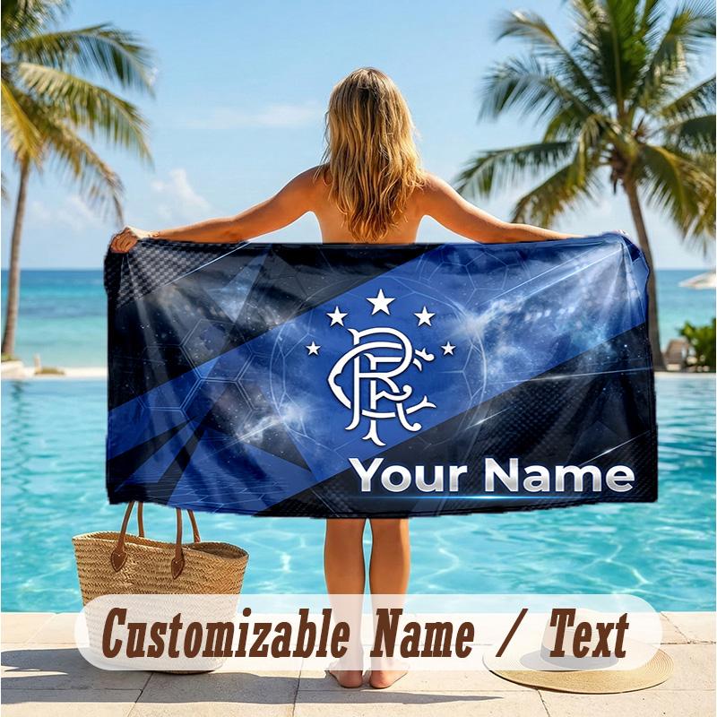 Custom Text Beach Towel, Soft Absorbent Swimming Multi-use TowelRangers FC