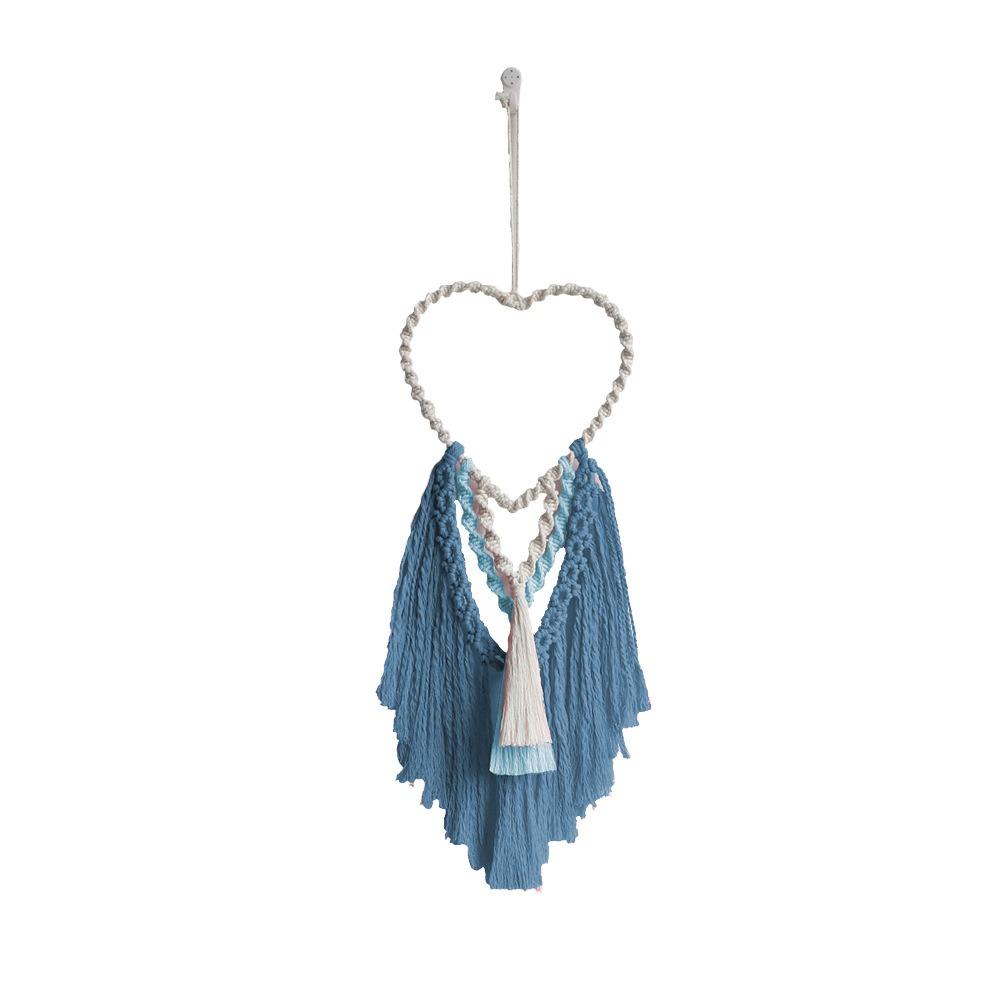 Crafts Hand-Woven Heart-shaped Macrame Tapestry Aesthetic with Tassel Wall Hanging Tapestry Art Cotton Rope Tapestry Apartment