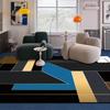 Modern Blue Geometric Carpet Living Room Decoration Sofa Area Coffee Tables Non-slip Rug Bedroom Bedside Soft Play Mat Washable